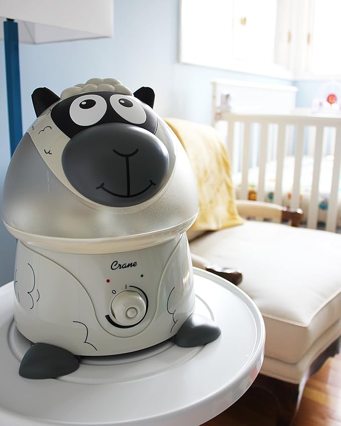Crane Adorables Ultrasonic Humidifiers for Bedroom and Baby Nursery, 1 Gallon Cool Mist Air Humidifier for Large Room or Kid's Room, Humidifier Filters Optional, Sheep