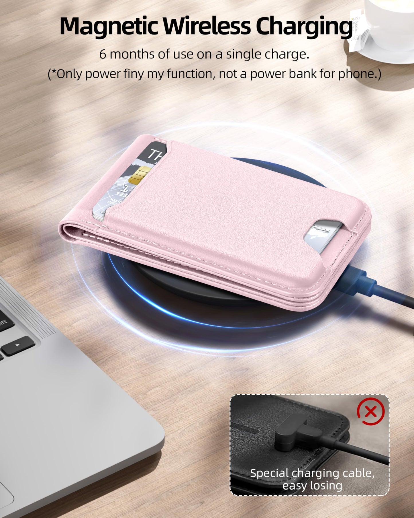 for Magsafe Wallet, Works with Apple Find My, Strongest Magnetic Wallet for iPhone 16/15/14/13/12 Series, for iPhone Walle t with Adjustable Stand, 3 Card Slots, 6 Cards Holder, Vegan Leather, Black