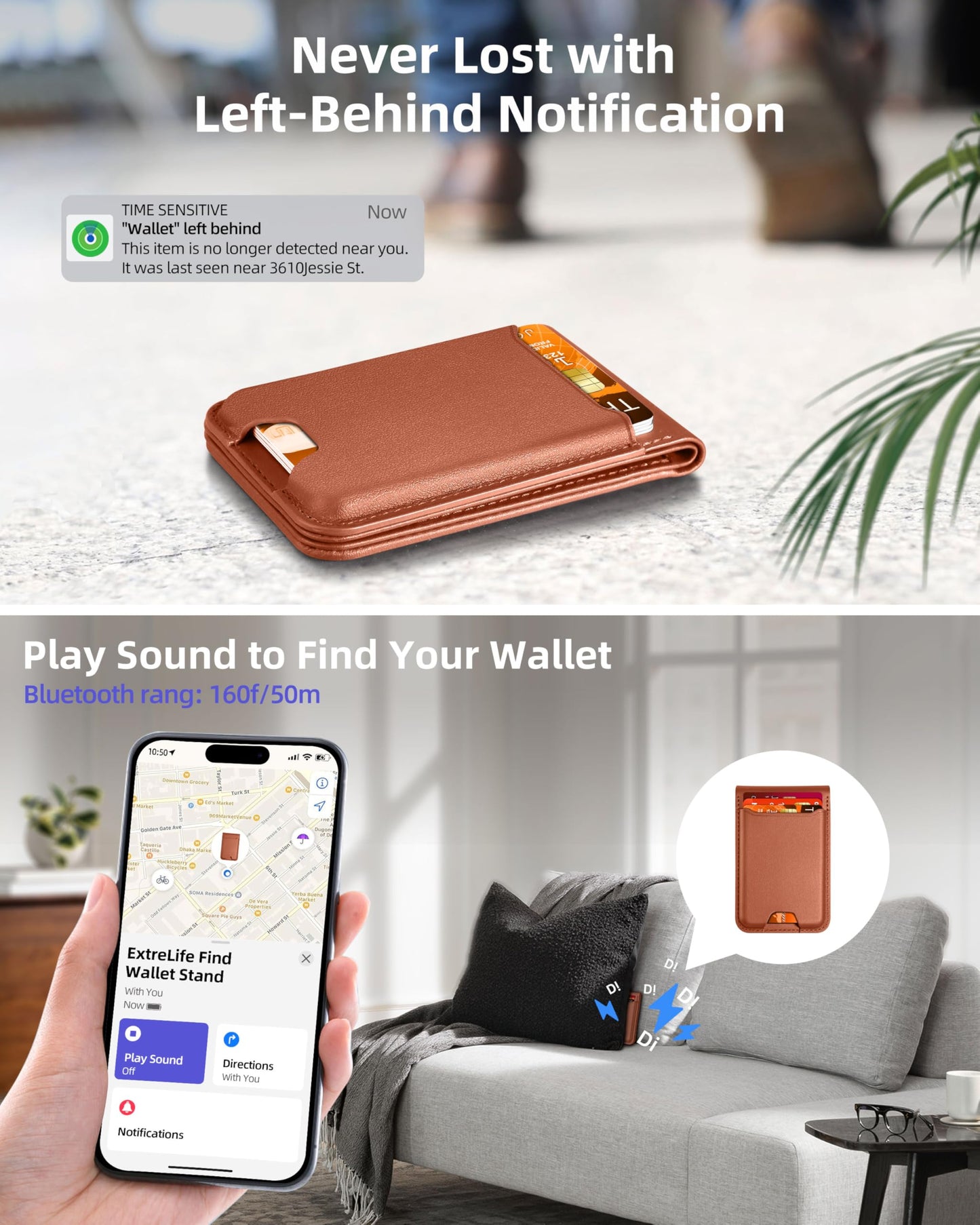 for Magsafe Wallet, Works with Apple Find My, Strongest Magnetic Wallet for iPhone 16/15/14/13/12 Series, for iPhone Walle t with Adjustable Stand, 3 Card Slots, 6 Cards Holder, Vegan Leather, Black