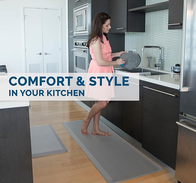 ComfiLife Anti Fatigue Floor Mat – 3/4 Inch Thick Kitchen Mats for Floor, Standing Desk Mat, Kitchen Rug – Comfort at Home, Office – Durable – Stain Resistant – Non-Slip Bottom (20" x 32", Gray)