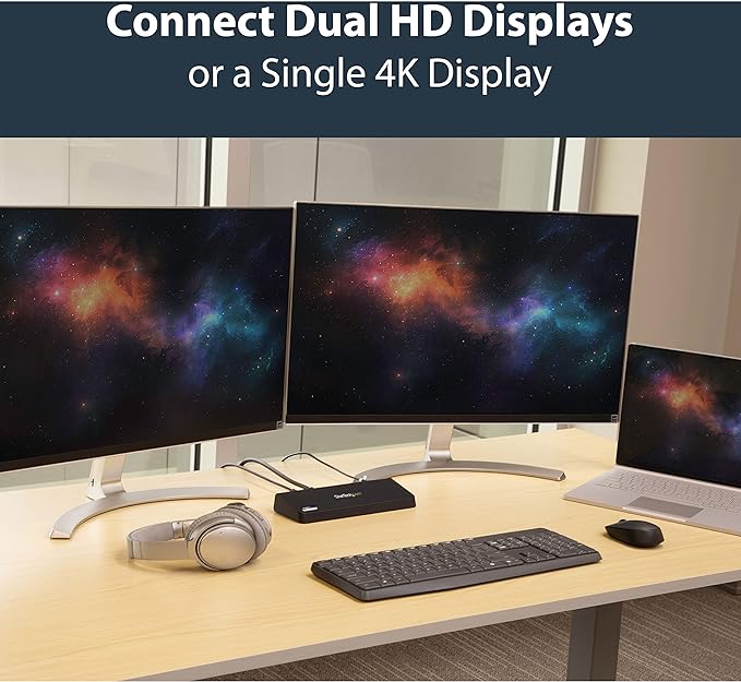 StarTech.com USB 3.0 Docking Station - 4K - HDMI / DisplayPort - with Fast Charge / Ethernet / Audio - Universal Docking Station