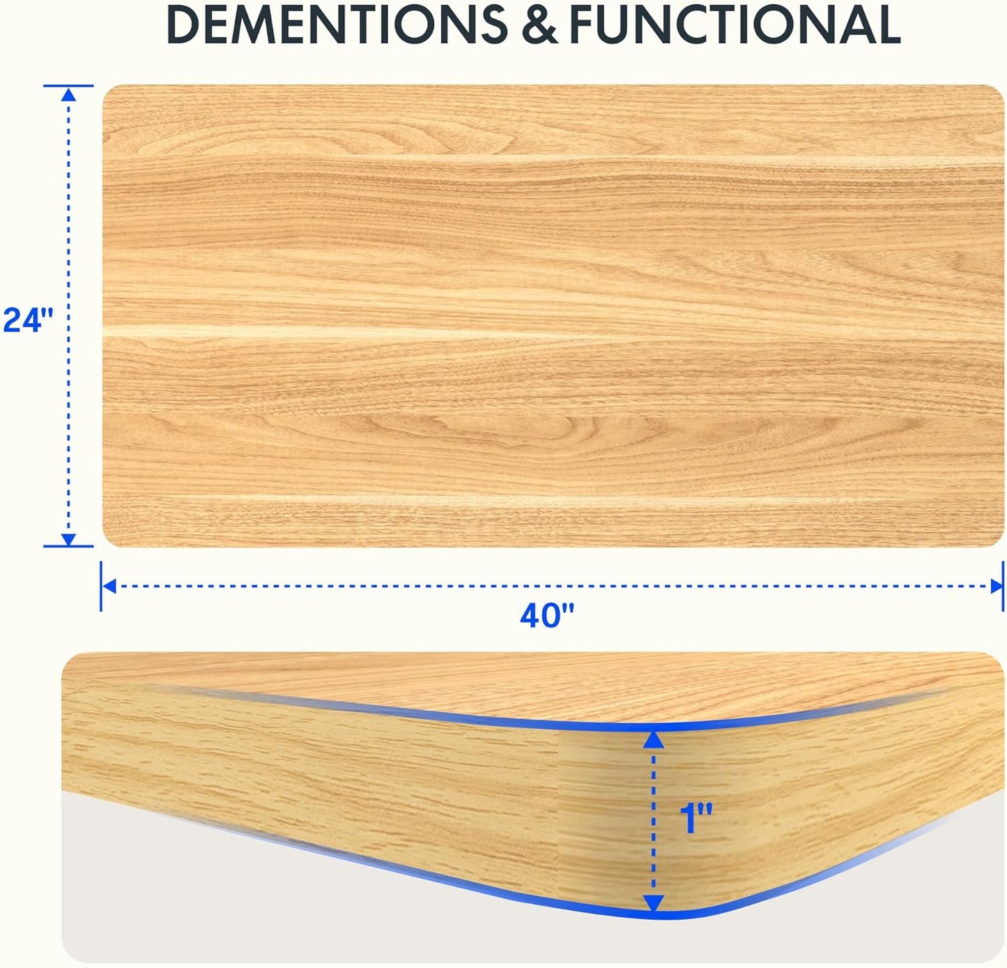 FLEXISPOT EN2 Whole-Piece Standing Desk with Clamp Power Strip, 40 x 24 Electric Stand Up Height Adjustable Desk with Cable Management (White Frame + 40" Maple Top)
