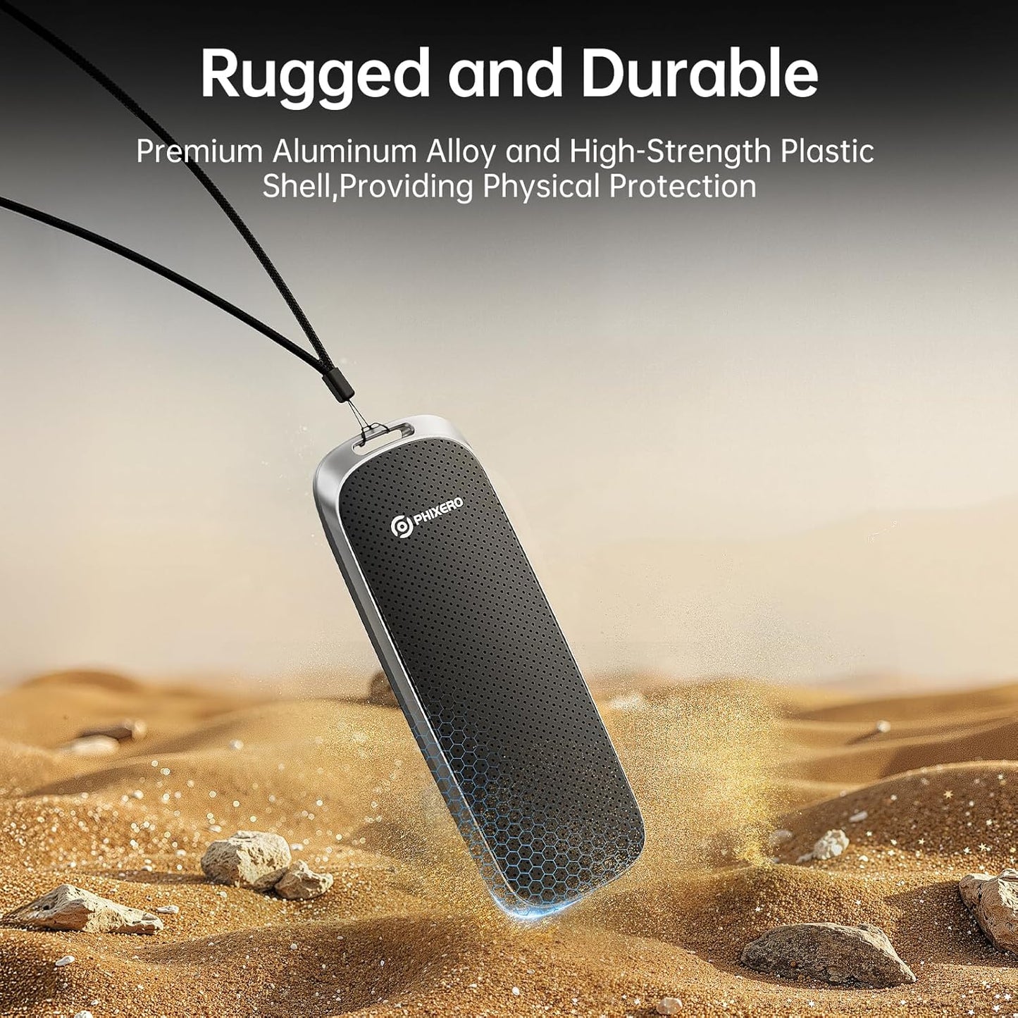 PHIXERO P10PRO External NVMe SSD 256GB, Up to 1050MB/s, USB 3.2 Gen2, Includes 2-in-1 USB C Cable, Portable Hard Drive for iPhone 15+/Android/Windows/Mac, Black