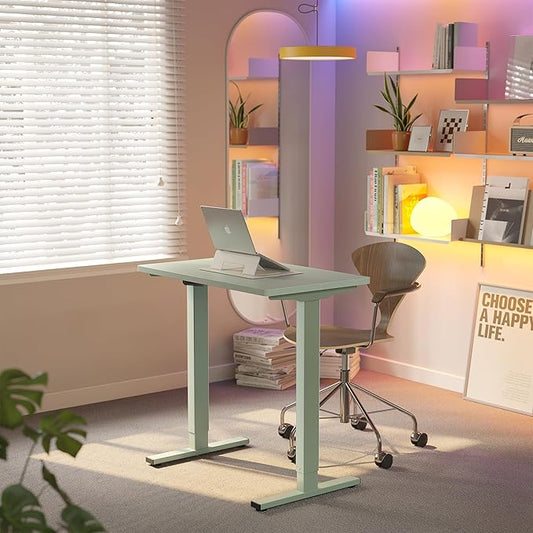 HUANUO 32" Small Electric Standing Desk Adjustable Height, 4 Memory Height Settings, Sit Stand Up Desk for Home Office & Computer Workstation, Sage Green