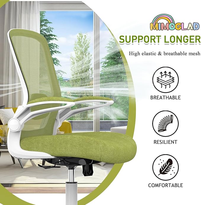 Mimoglad Ergonomic High Back Mesh Office Chair, Adjustable Lumbar Support, Thickened Seat Cushion (Modern, Green Pear)