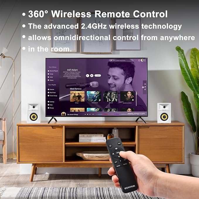 SW205 4" Bookshelf Speakers | Immersive HiFi Audio with Virtual Surround | Flagship DAC/DSP Engine | Geometric Diffusion Cabinet | 80W, Bluetooth 5.4/Optical/AUX Inputs, Wireless Remote, White