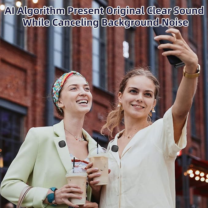 Wireless Microphone for iPhone 16 15 - Ai Noise Cancelling Mini Microphone USB C for Android Phone, Lavalier Mic with 35H Charging Case for Video Recording Vlogging YouTube Tiktok