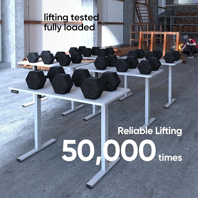 Electric Standing Desk Adjustable Height, 40x24 Inches Sit Stand up Desktop for Home Office, Ergonomic Rising Computer Table with Memory Preset, White