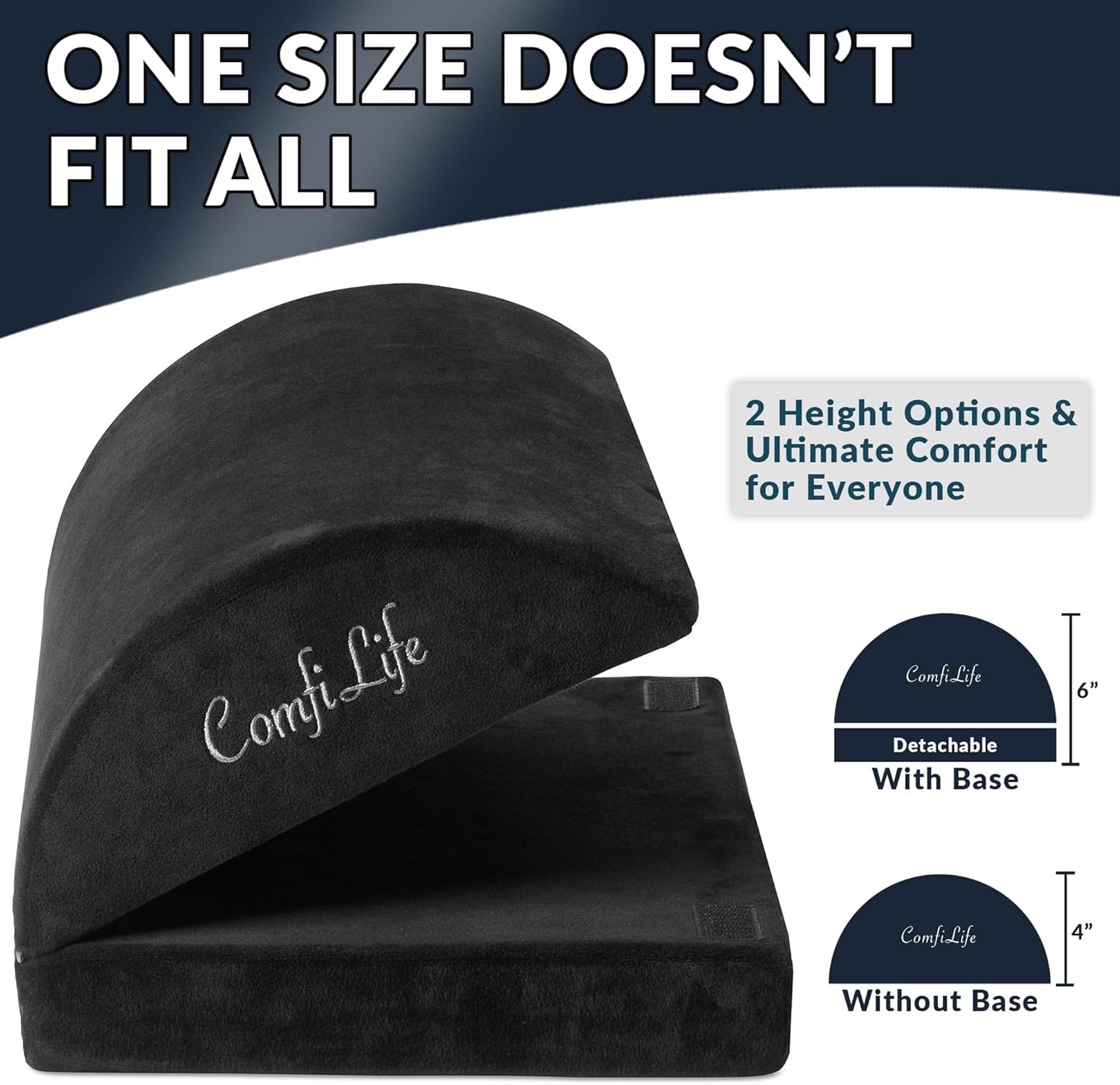 ComfiLife Foot Rest for Under Desk at Work – Adjustable Height Memory Foam Foot Stool for Under Desk, Office Chair & Gaming Chair – Ergonomic Footrest for Back & Hip Pain Relief (Black)