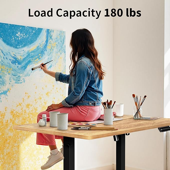 BIZUM 40x24 Inch Electric Standing Desk with Memory Presets, Quiet Motor Height Adjustable Stand Up Desk for Home Office & Gaming, Ergonomic Sit Stand Workstation，Light Rustic Brown