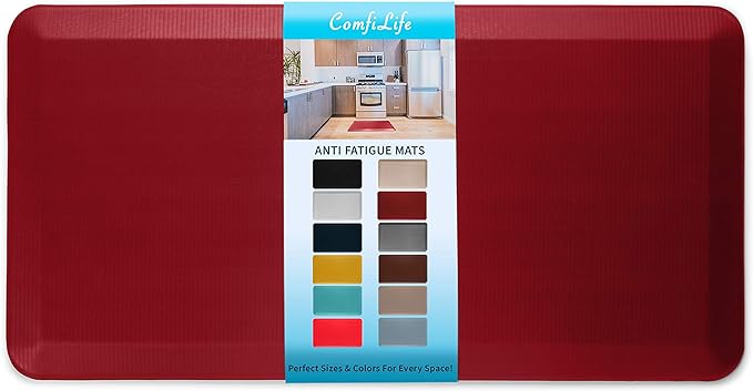 ComfiLife Anti Fatigue Floor Mat – 3/4 Inch Thick Kitchen Mats for Floor, Standing Desk Mat, Kitchen Rug – Comfort at Home, Office – Durable – Stain Resistant – Non-Slip Bottom (24" x 70", Red)