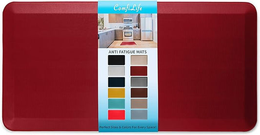 ComfiLife Anti Fatigue Floor Mat – 3/4 Inch Thick Kitchen Mats for Floor, Standing Desk Mat, Kitchen Rug – Comfort at Home, Office – Durable – Stain Resistant – Non-Slip Bottom (24" x 70", Red)