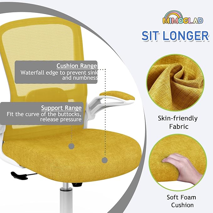 Mimoglad Ergonomic High Back Mesh Office Chair, Adjustable Lumbar Support, Thickened Seat Cushion (Modern, Jasmine)