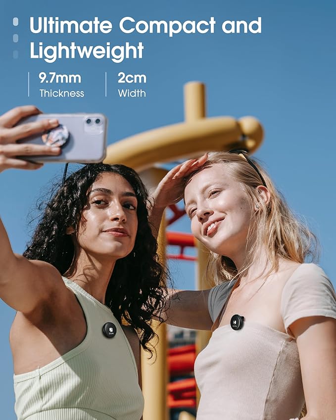 BOYA Omic Wireless Microphone for iPhone/Android with MFi Certified Lightning/USB-C Plug, Noise Reduction, 164ft 30H Battery Life with Charging Case, iPhone Microphone for Video Recording-Black