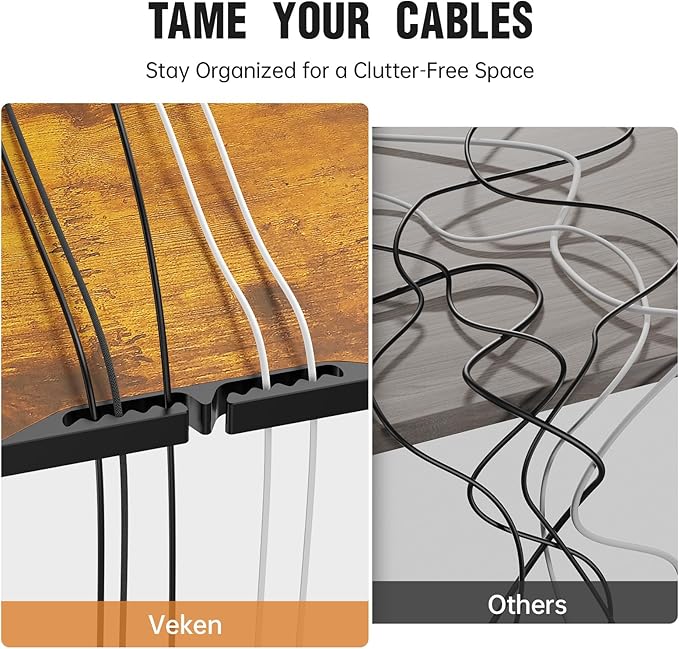 Veken 63 Inch Electric Standing Desk, Height Adjustable Sit Stand Up, Wood Desktop, Work Home Office Computer PC Table, Tall Standup Workstation, Gaming Writing Study Bedroom Rising Desks, Brown