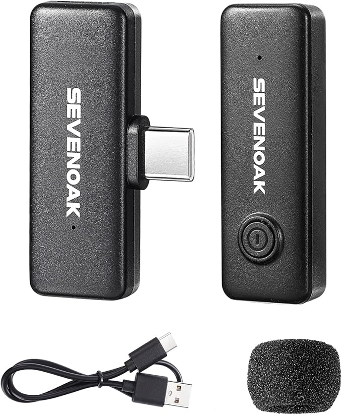 Sevenoak Wireless Lavalier Microphone,USB-C Wireless Clip on Mic for Android/Type-C Smartphone Mini Bluetooth Mic for Podcast Facebook YouTube Vlogging Video Recording (SKM-W10-U1)