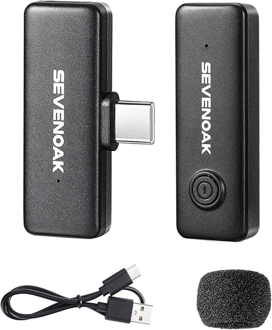 Sevenoak Wireless Lavalier Microphone,USB-C Wireless Clip on Mic for Android/Type-C Smartphone Mini Bluetooth Mic for Podcast Facebook YouTube Vlogging Video Recording (SKM-W10-U1)