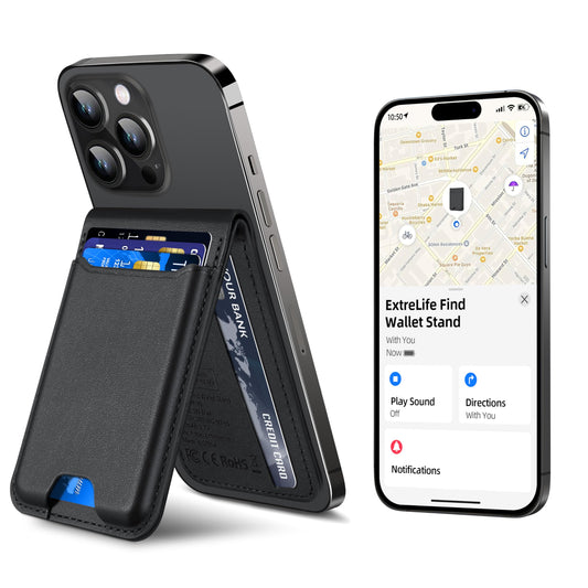 for Magsafe Wallet, Works with Apple Find My, Strongest Magnetic Wallet for iPhone 16/15/14/13/12 Series, for iPhone Walle t with Adjustable Stand, 3 Card Slots, 6 Cards Holder, Vegan Leather, Black