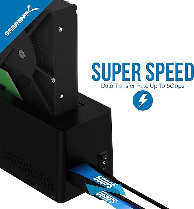 SABRENT USB 3.0 to SATA External Hard Drive Docking Station for 2.5" or 3.5"' HDD, SSD [Support UASP] (EC-UBLB)