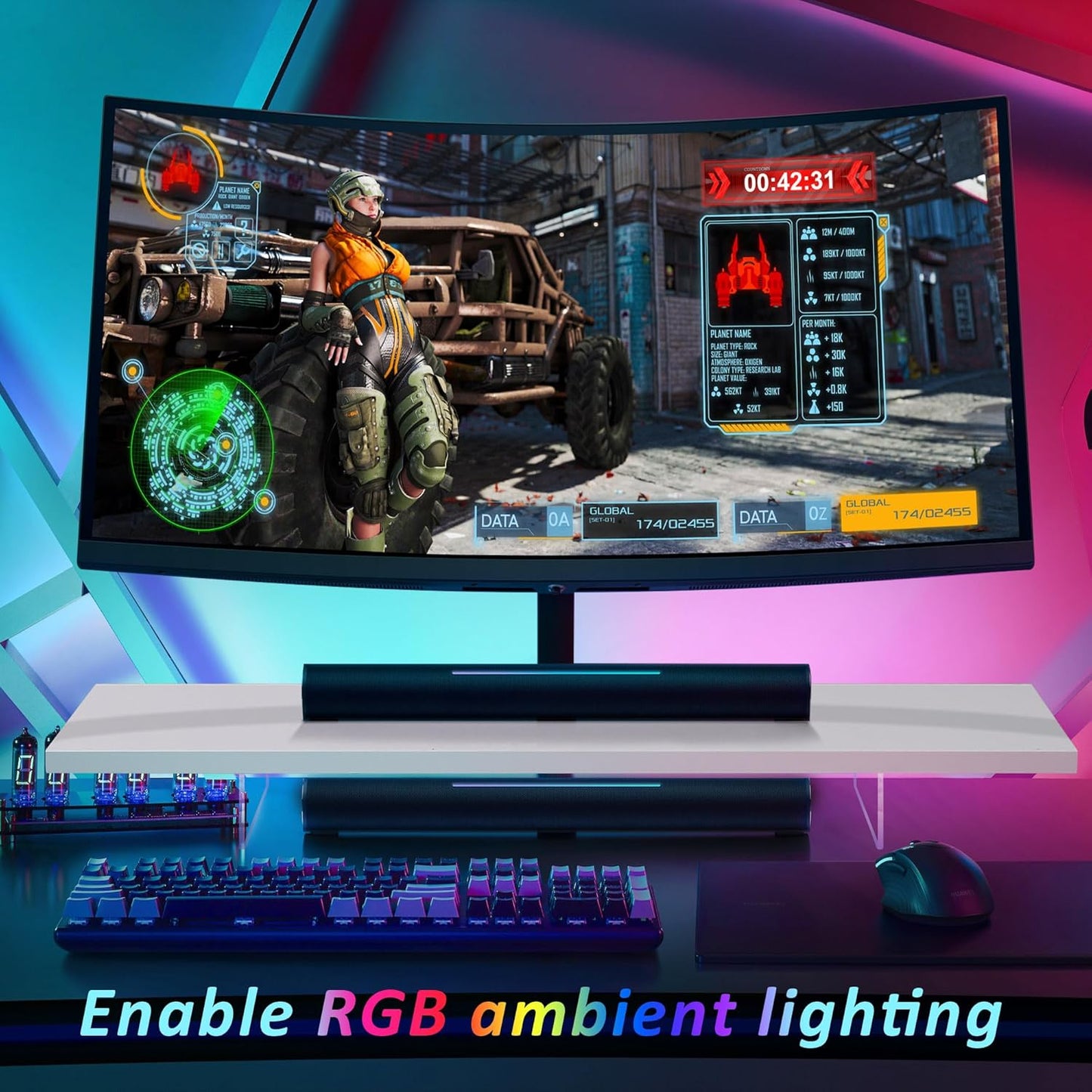 Monitor Stand Riser,Wood & Acrylic Computer Monitor Stand with LED Light,Desk Accessories Desktop Organizer Stand for Computer,Laptop,Printer,PC & TV Screen Riser