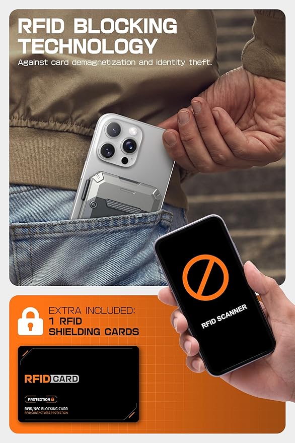 SUPCASE for MagSafe Wallet with Stand, Magnetic Wallet for Men, [Hold 5 Cards] [Adjustable Stand] [RFID Blocking] Phone Stand Credit Card Holder Tripod for iPhone 16/15/14/13/12 Series, Silver