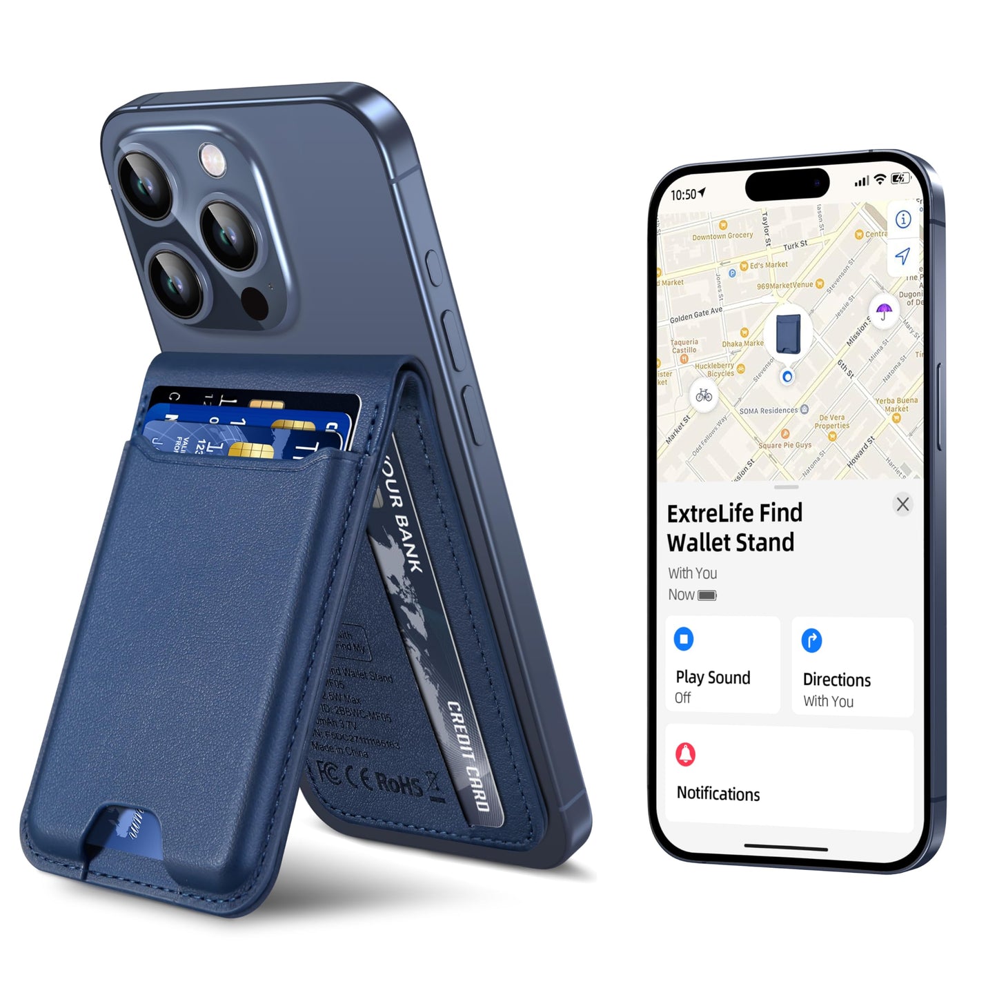 for Magsafe Wallet, Works with Apple Find My, Strongest Magnetic Wallet for iPhone 16/15/14/13/12 Series, for iPhone Walle t with Adjustable Stand, 3 Card Slots, 6 Cards Holder, Vegan Leather, Black