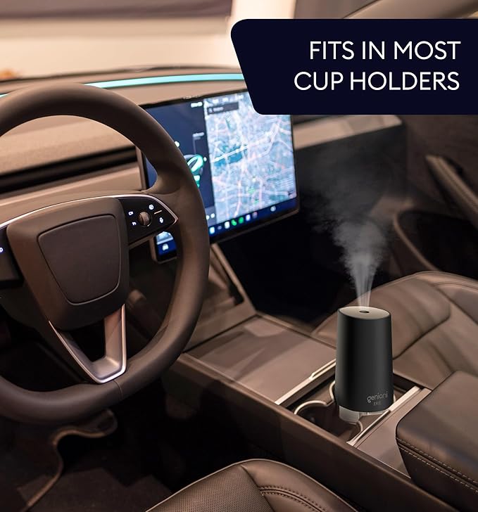 GENIANI Portable Small Cool Mist Humidifiers - Desktop Humidifier for Plants, Office, Car, Baby Room with Auto Shut Off & Night Light (White, 0.25L, USB)