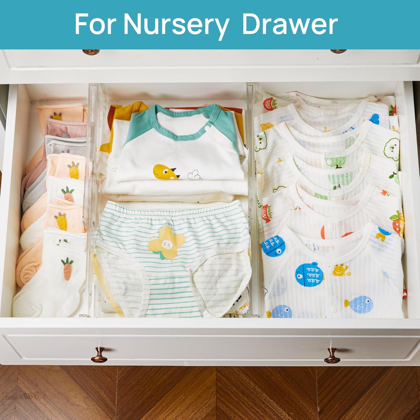 Vtopmart 18 Pack Drawer Dividers for Clothes, 4" High 10.2"-16.6" Adjustable Expandable Dresser Drawer Organizer, Clear Plastic Separators for Dresser, Baby Clothing, Underwear, Cosmetic, Toiletries