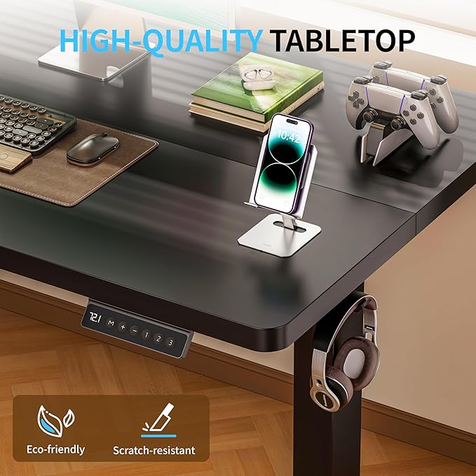 BIZUM Electric Standing Desk, 55" x 24" Height Adjustable Desk, Black Sit to Stand Desk Memory Gaming Computer Workstation for Home Office