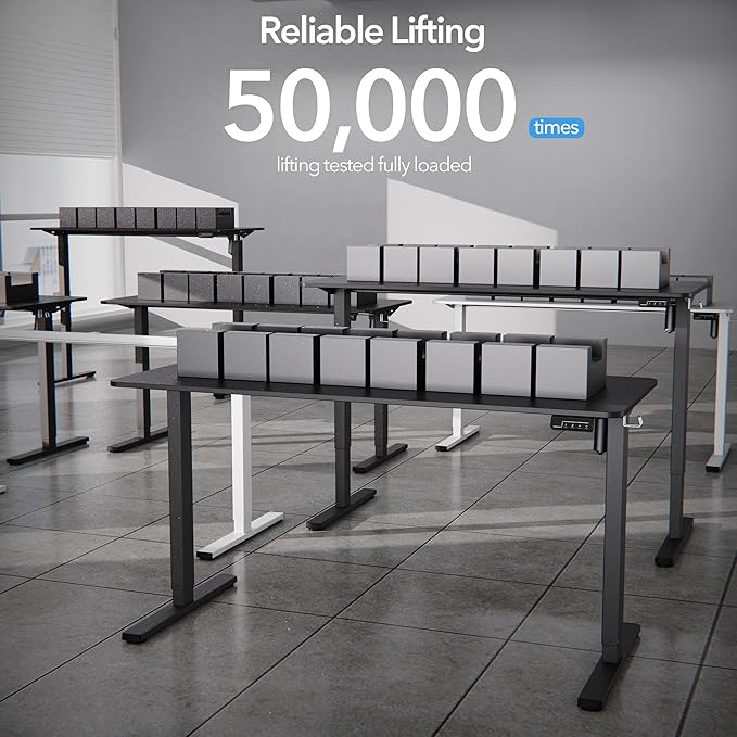 Electric Standing Desk Adjustable Height, 55x24 Inches Sit Stand up Desktop for Home Office, Ergonomic Rising Computer Table with Memory Preset, Black