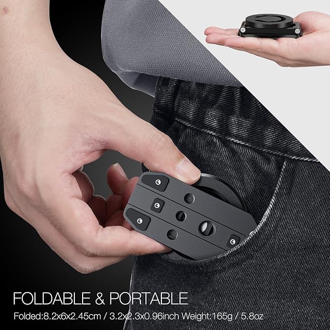 Magnetic Pocket Phone Tripod Foldable Compatible with Magsafe for iPhone 15/14/13/12 Plus Pro Max Series, Mini Cell Phone Tripod Mount Handle Smartphone Desk Stand Travel All in One