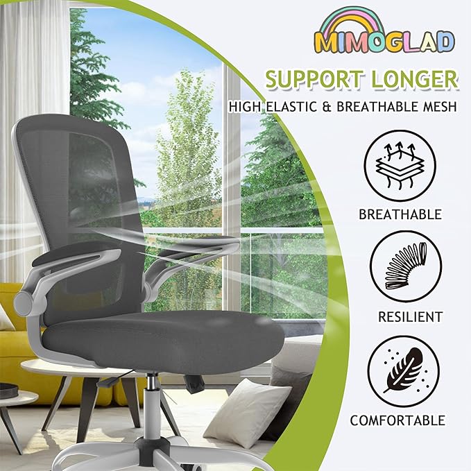 Mimoglad Home Office Chair, High Back Desk Chair, Ergonomic Mesh Computer Chair with Adjustable Lumbar Support and Thickened Seat Cushion