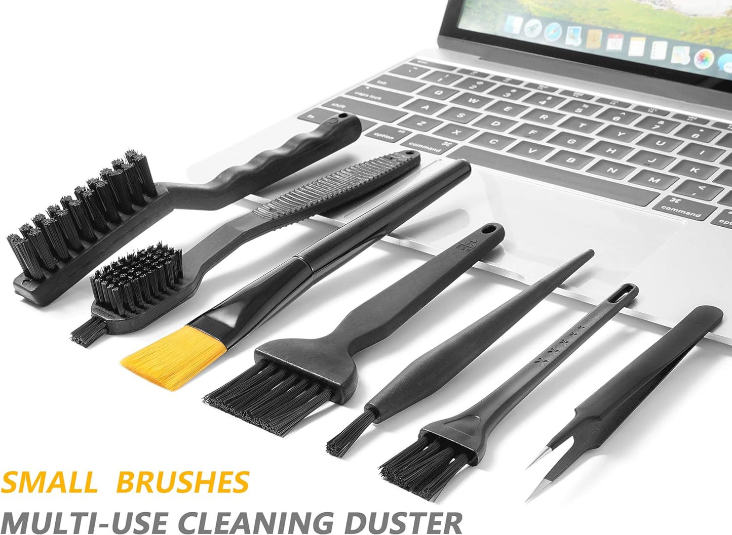Computer PC Keyboard Laptop Electronics Camera Small Cleaning Brush Kit (Black, Set of 7)