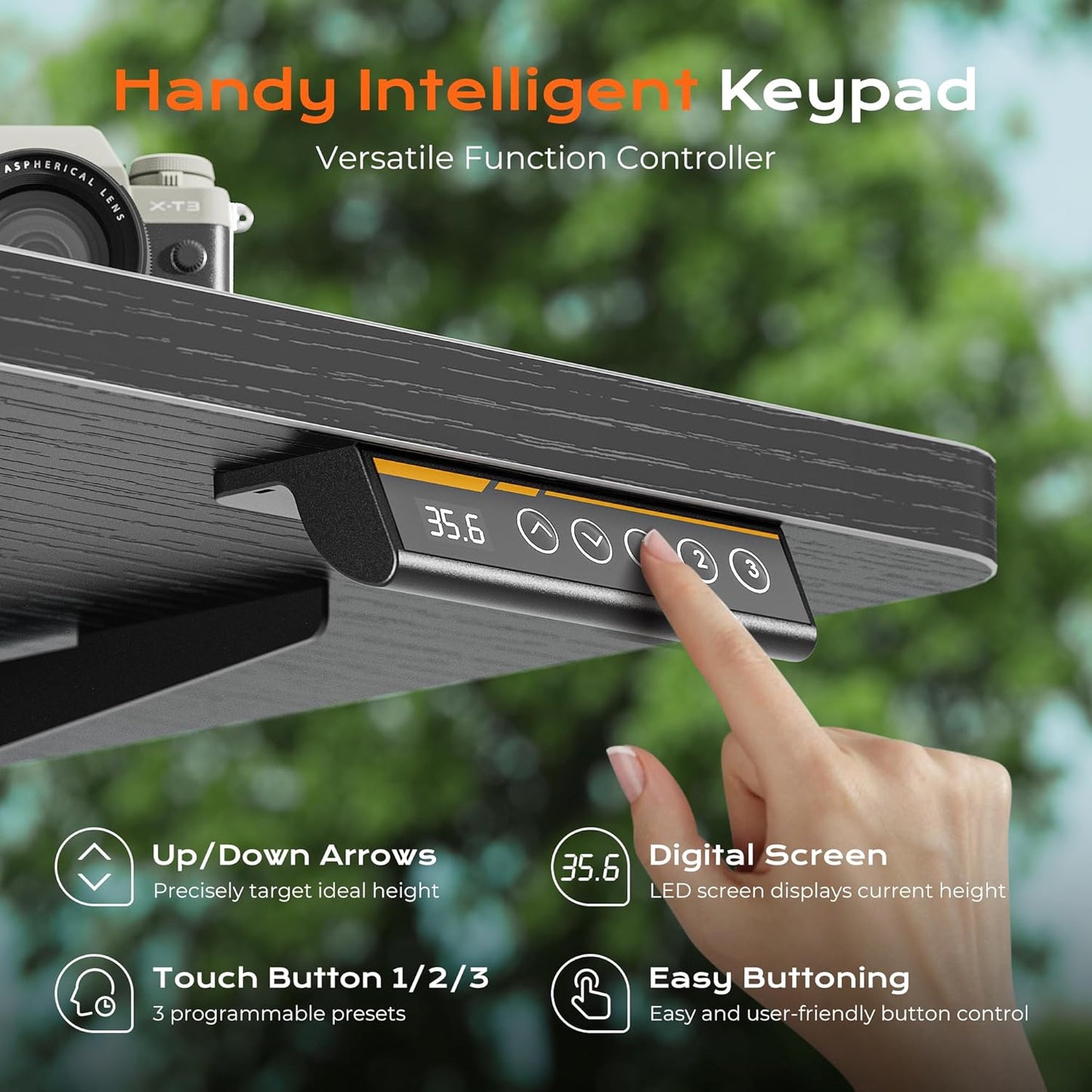 Huuger 55 x 28 Large Electric Standing Desk, Height Adjustable Computer Desk, 27.6" Deep Desktop, Stand up Gaming Office Table with 2 Hooks, 3 Preset Heights, for Home Office, Black