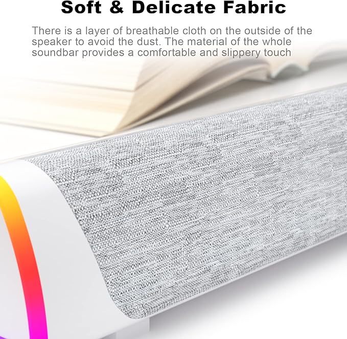 SOULION R30 Plus Bluetooth Computer Speakers for PC Desktop, 6 Modes LED Lights with All-in-one Control Button, Wired USB Powered Sound Bar, Surround Sound Portable SoundBar for Monitor Laptop Phone