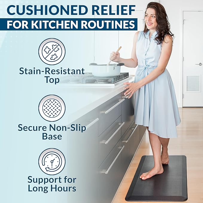 ComfiLife Anti Fatigue Floor Mat – 3/4 Inch Thick Kitchen Mats for Floor, Standing Desk Mat, Kitchen Rug – Comfort at Home, Office – Durable – Stain Resistant – Non-Slip Bottom (20" x 39", Black)