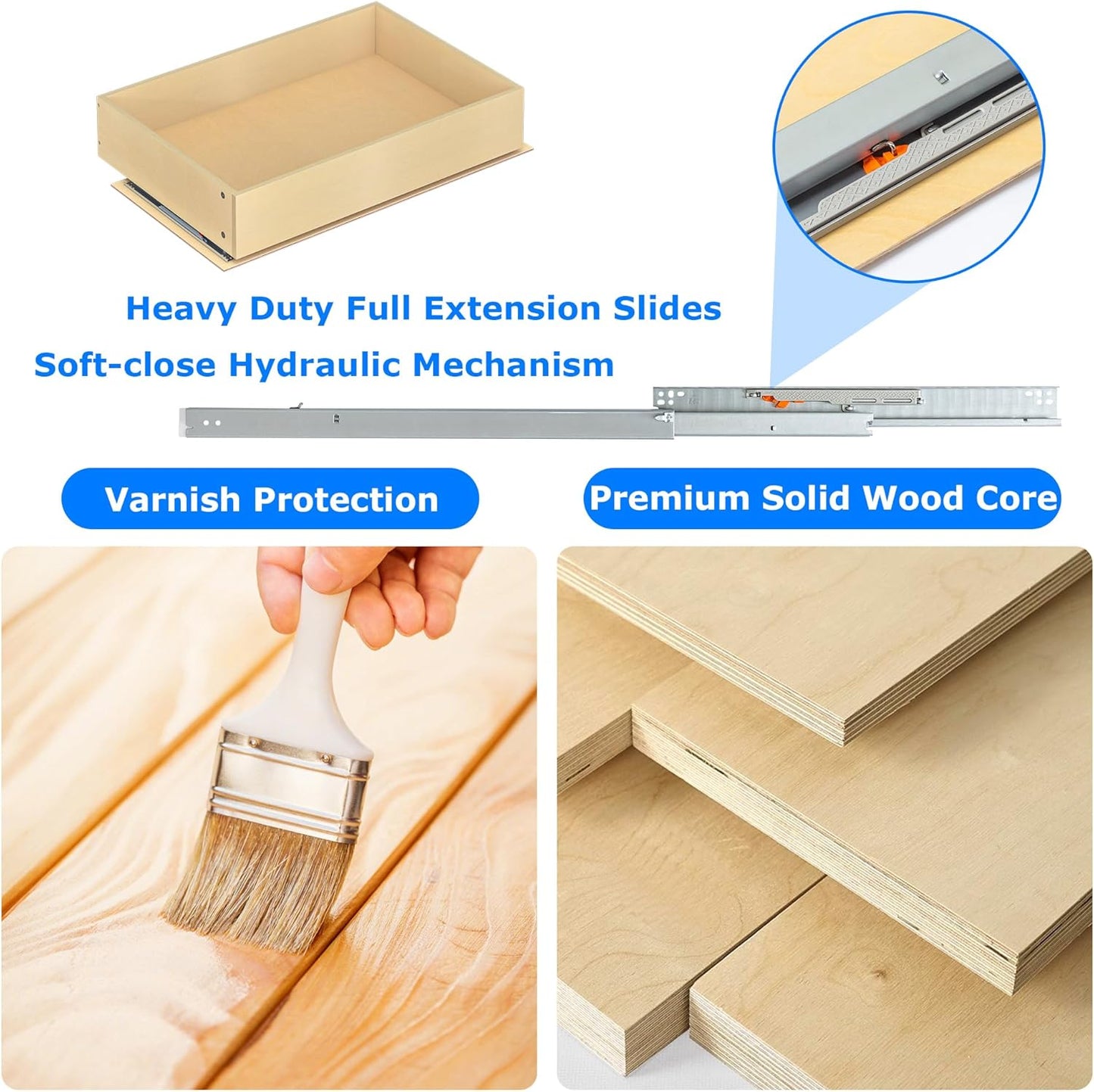 WelFurGeer Soft Close Pull Out Drawers for Cabinets, 11" W x 22" D Pull Out Cabinet Organizer, Smooth Slide-Out Shelves for Kitchen Cabinets, Durable Pullout Drawers for Home & Kitchen Organization