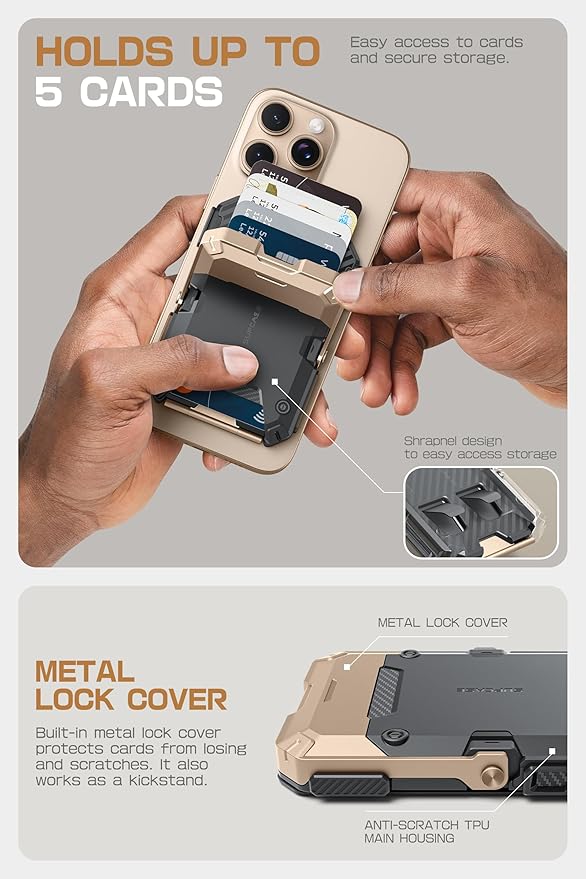 SUPCASE for MagSafe Wallet with Stand, Magnetic Wallet for Men, [Hold 5 Cards] [Adjustable Stand] [RFID Blocking] Phone Stand Credit Card Holder Tripod for iPhone 16/15/14/13/12 Series, Desert