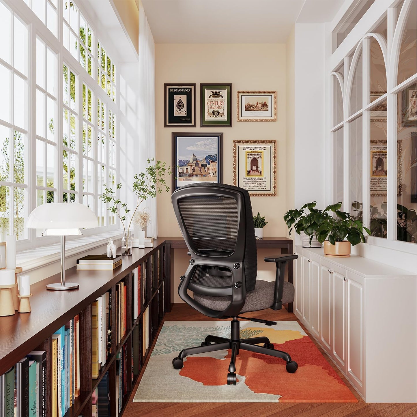 T96C Ergonomic Home Office Chair, Mesh Computer Desk Chair with 4D Armrests, Adjustable Lumbar Support,Tilt Function, Executive Rolling Swivel Task Chair for Long Hours (Stone)