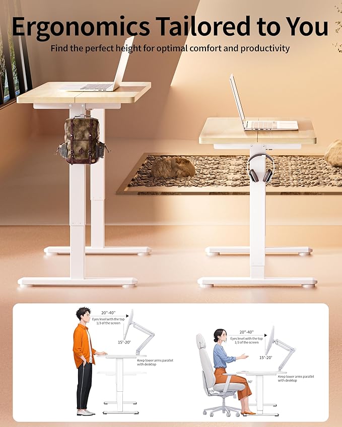 BIZUM Standing Desk Electric Adjustable Computer Desk-Stand up Desk Office Gaming Home Office Memory Desks 48x24 inches Maple