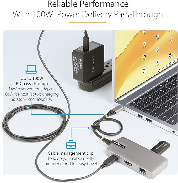 StarTech.com USB-C Docking Station for MacBook Pro M1 M2 M3 M4 and Windows, 4K 60Hz HDMI Video, HDR10, USB 5Gbps Hub, 100W Laptop Charging, GbE