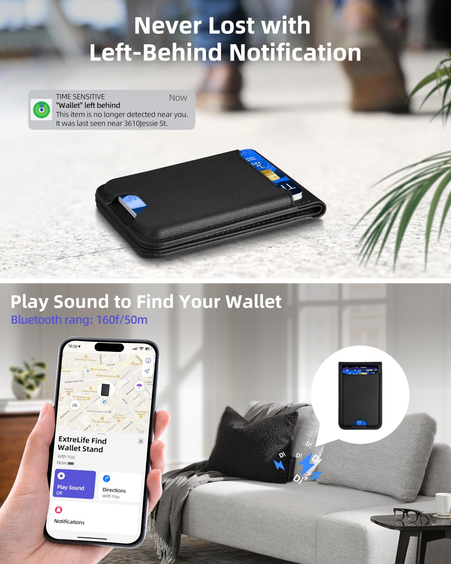 for Magsafe Wallet, Works with Apple Find My, Strongest Magnetic Wallet for iPhone 16/15/14/13/12 Series, for iPhone Walle t with Adjustable Stand, 3 Card Slots, 6 Cards Holder, Vegan Leather, Black