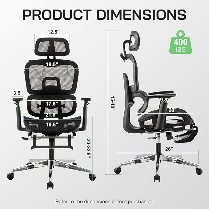 Mesh Ergonomic Office Chair,High Back Mesh Gaming Chair with Lumbar Support,Adjustable Headrest and Armrests for Home Office Desk Chair