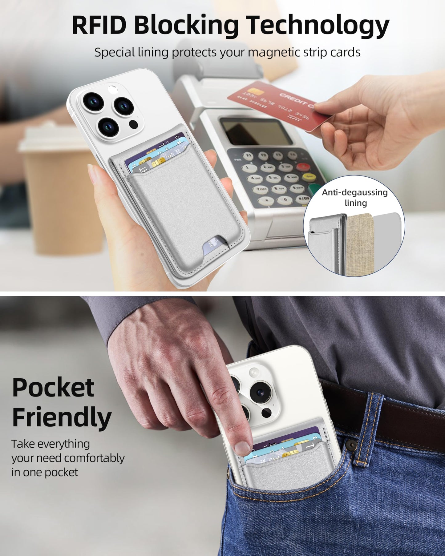 for Magsafe Wallet, Works with Apple Find My, Strongest Magnetic Wallet for iPhone 16/15/14/13/12 Series, for iPhone Walle t with Adjustable Stand, 3 Card Slots, 6 Cards Holder, Vegan Leather, Black