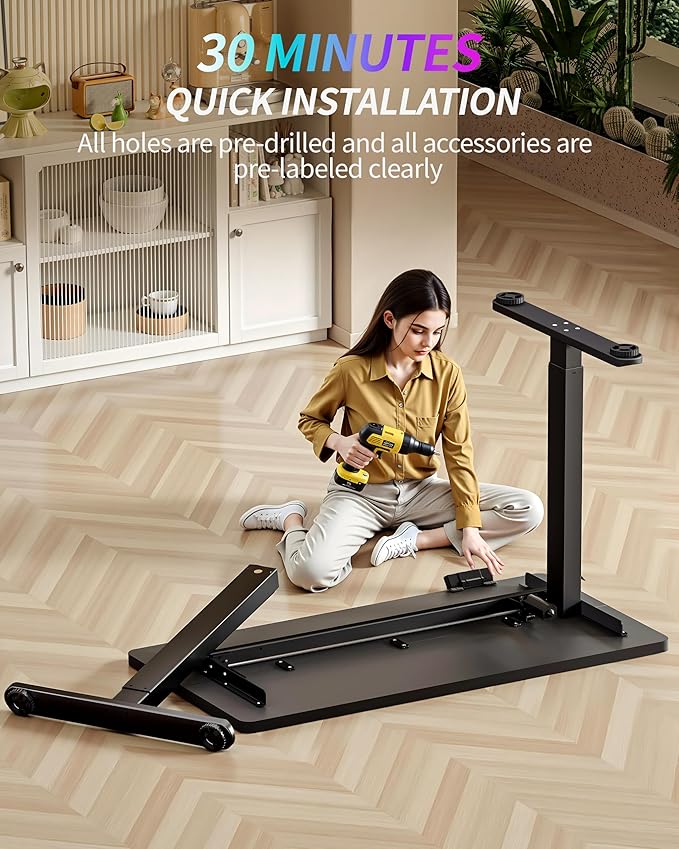 Standing Desk Electric Adjustable Computer Desk-Stand up Desk Office Gaming Home Office Memory Desks 48x24 inches Black