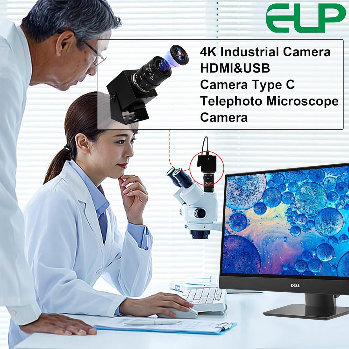 ELP 4K USB HDMI Camera Manual Zoom Webcam - Variable Focus H.264 Telescope USB Security Mini Close-up for Computer - 8mp IMX415 Industrial CCTV (2.8-12mm 4X Zoom Lens)