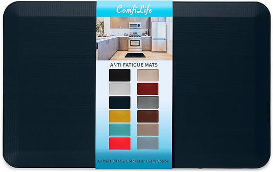 ComfiLife Anti Fatigue Floor Mat – 3/4 Inch Thick Kitchen Mats for Floor, Standing Desk Mat, Kitchen Rug – Comfort at Home, Office – Durable – Stain Resistant – Non-Slip Bottom (20" x 32", Navy)