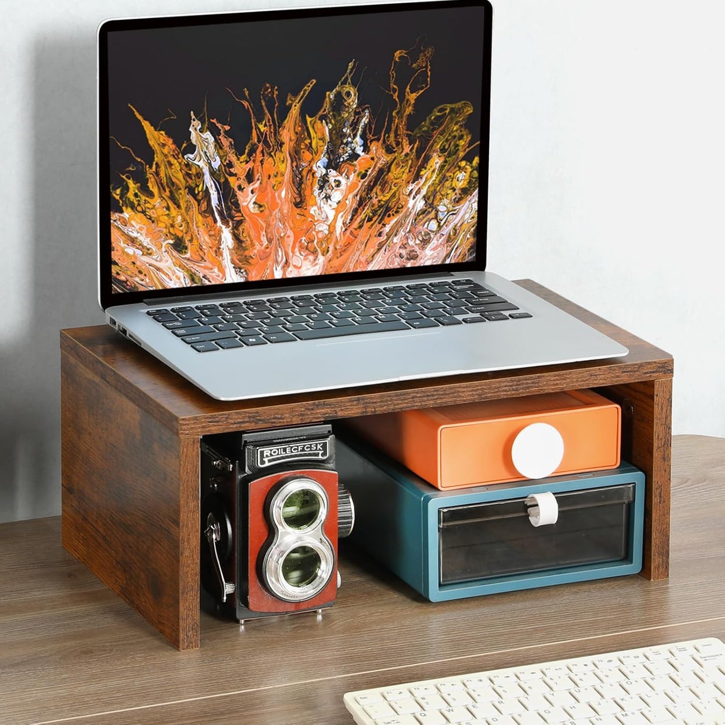 TEAMIX Higher Monitor Stand Riser-6.7 inch, Monitor Riser with Storage for Desk Small Monitor Stand TV/Screen/PC/Laptop Riser Computer Stand Desktop Shelf