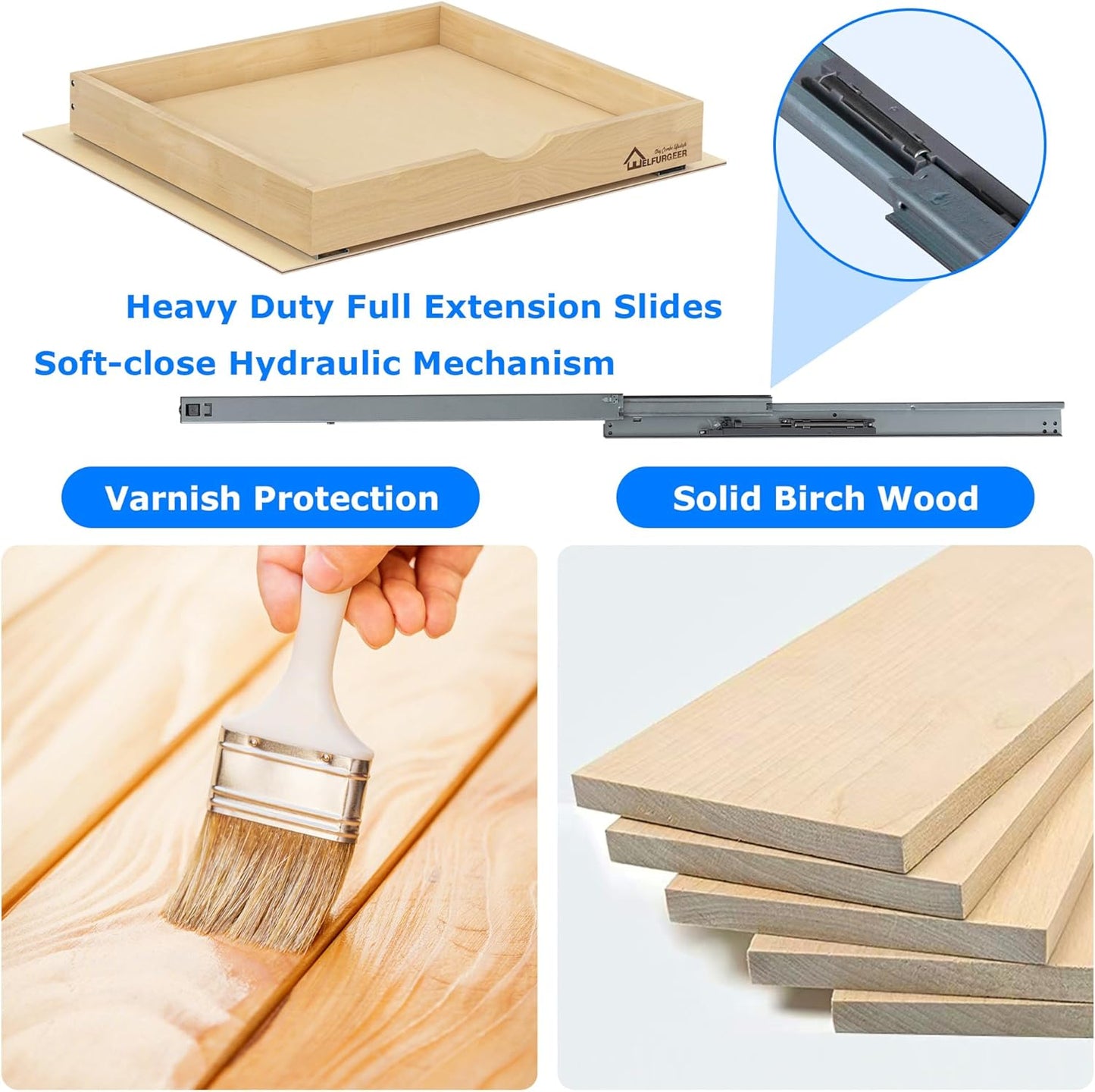 WelFurGeer Soft Close Pull Out Drawers for Cabinets, 17" W x 22" D Pull Out Cabinet Drawer with Heavy Duty Slides, Pull Out Cabinet Organizer, Cabinet Pull Out Shelves, Pull-Out Home Organizers