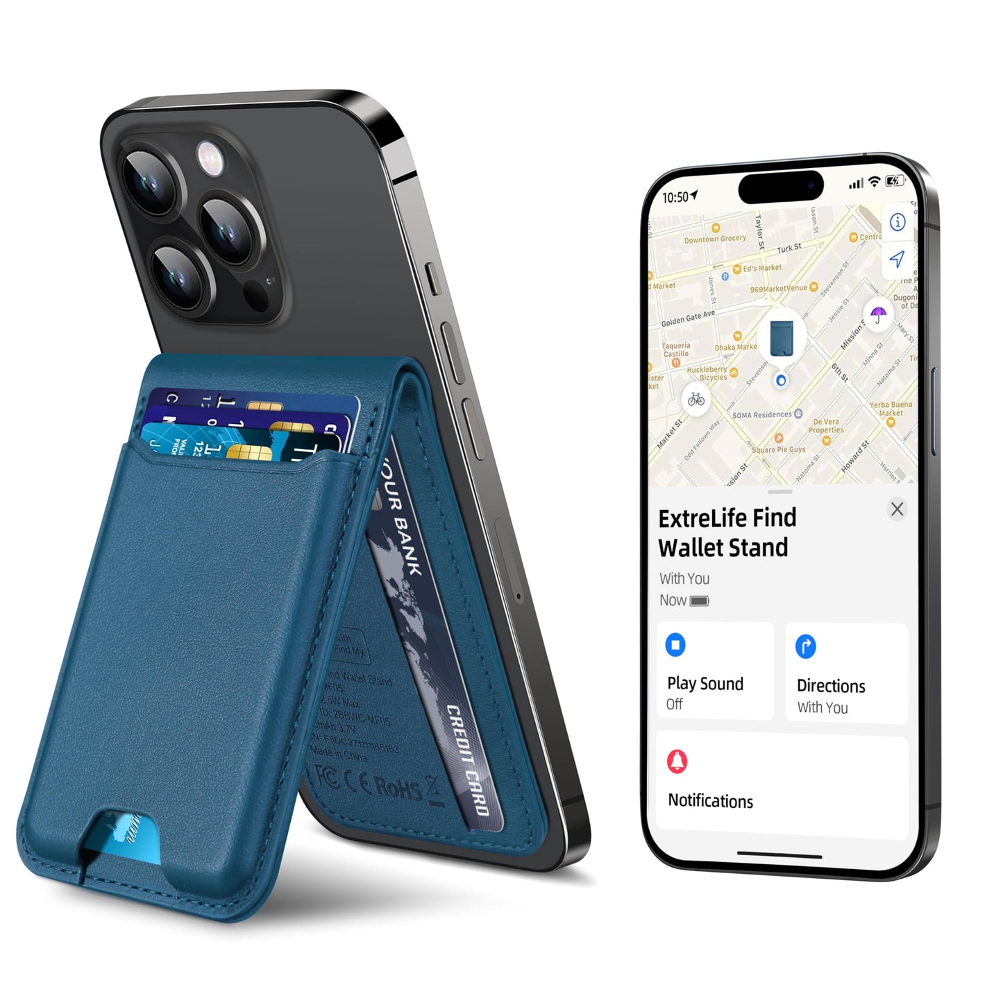 for Magsafe Wallet, Works with Apple Find My, Strongest Magnetic Wallet for iPhone 16/15/14/13/12 Series, for iPhone Walle t with Adjustable Stand, 3 Card Slots, 6 Cards Holder, Vegan Leather, Black